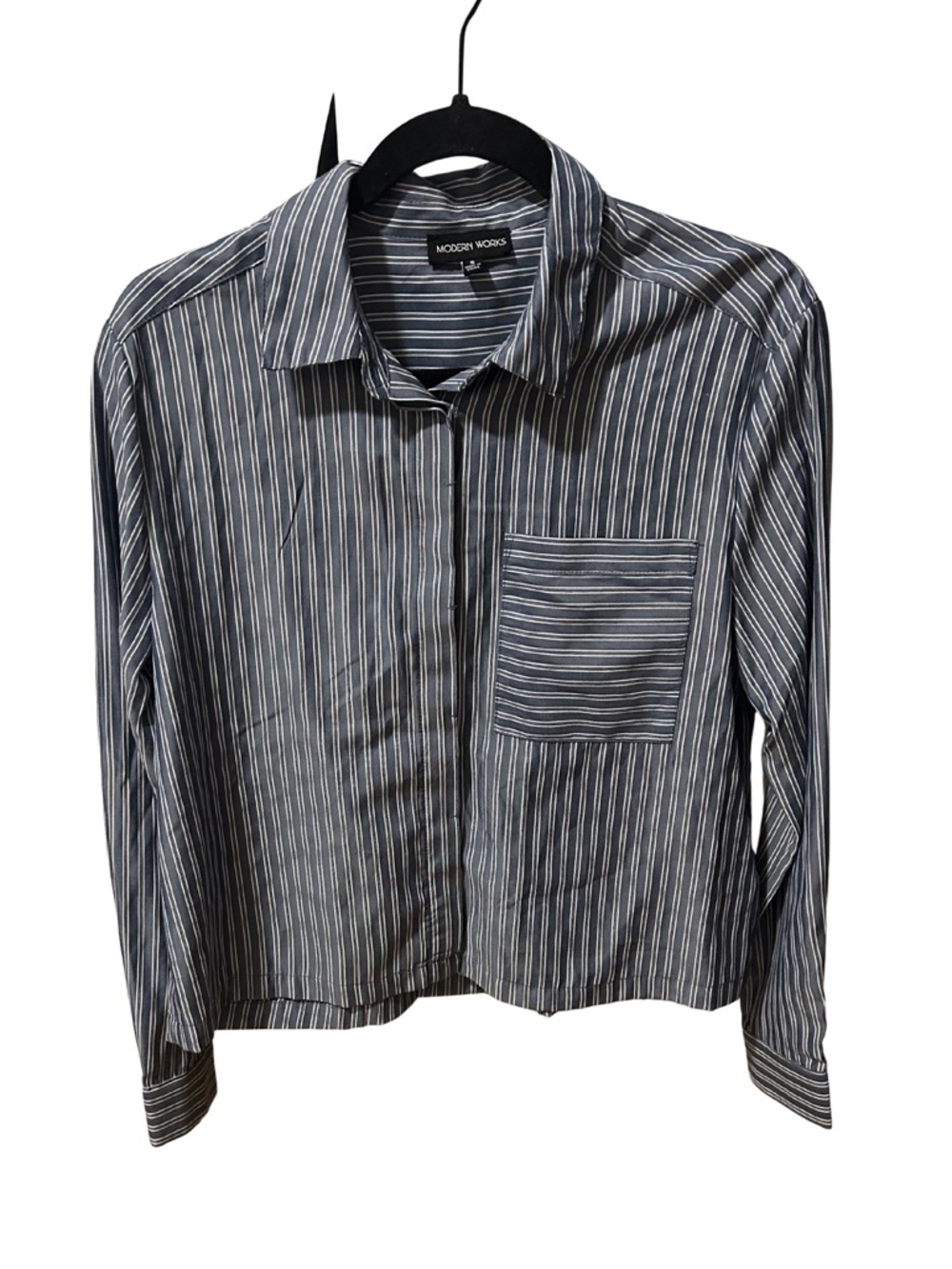 Modern Works Striped Button Down Shirt | Blue/White | NWOT | Size S